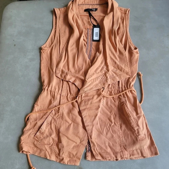 NWT Max Jeans Women's Vest Orange Toast Size Medium M Drape Military Jacket $99 - Picture 2 of 12